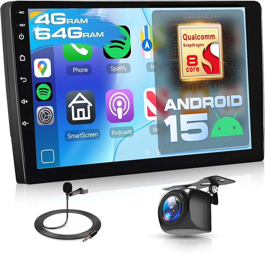 Amazon.com: [4G+64G] 10-inch Android 15 Car Stereo with Wireless